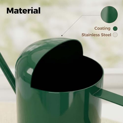 Bamworld Small Watering Can Indoor Outdoor Plant Metal Stainless Steel Long Spoutt Flowers Watering Cans for House Garden Plants 10OZ Watering Bottle Cute Stylish Gardening Decoration(Deep Green) - Image 6