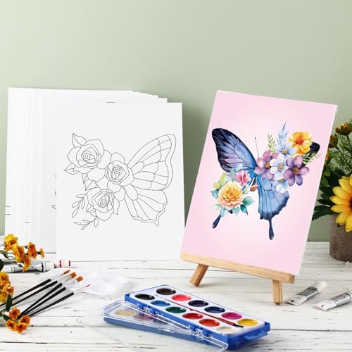 Sherr 12 Pcs Pre Drawn Canvas for Adults,Butterfly,8 x 10 Inch - Image 2