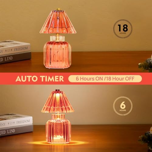 Small Battery Operated Lamp with Timer, Jelly Red - Image 3