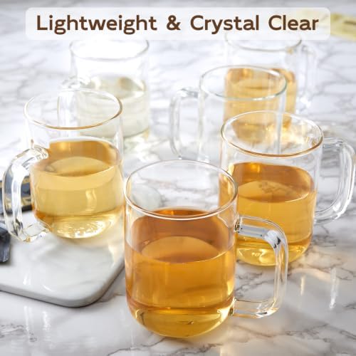 Glass Coffee Mugs, 24 oz Ice coffee cups, Large Clear Tea Cups Set of 6, Glass Mugs with Handles, Glass Cups for Latte, Cappuccino, and Tea - Image 5