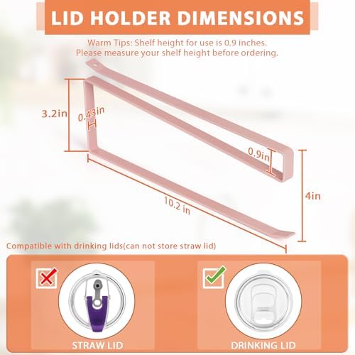 Tumbler Lid Organizer, Versatile Tumbler Lid Storage Holds 10 Lids, Pink - Image 3