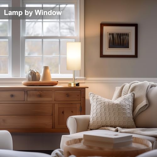 Gold Bedside Lamp for Bedroom Nightstand - Small Table Lamp with USB Ports - Image 3