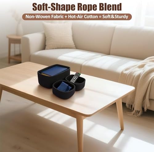 5-Pack Small Woven Rope Storage Baskets, 2 Sizes Organizer Bins - Image 4