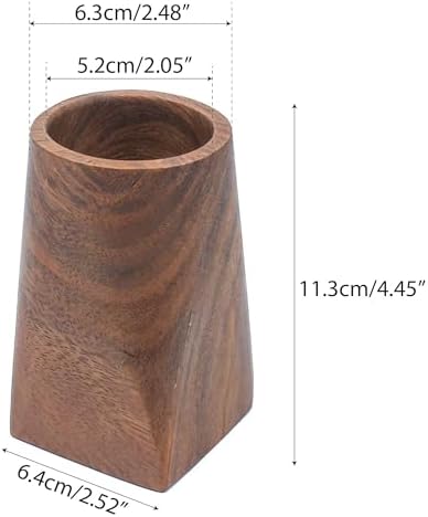 Wood Pen Holder For Desk, Pencil Cup Whole Piece Black Walnut Wooden Organizer Caddy Stand, Durable Vintage Rustic Box For Desktop Men Supplies Accessories Stationery Makeup Brushes Offices Decoration - Image 2