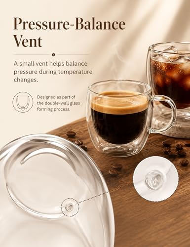 5oz Double Walled Glass Coffee Mugs with Handles, Set of 4 - Image 5