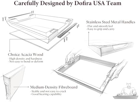 Acacia Wood Serving Tray, 15×10in Tray for Ottoman, Space-Saving - Image 4