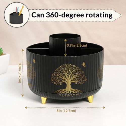 SKYDUE 360 Degree Rotating Pen Holder for Desk with 5 Slots,Tree of Life - Image 2