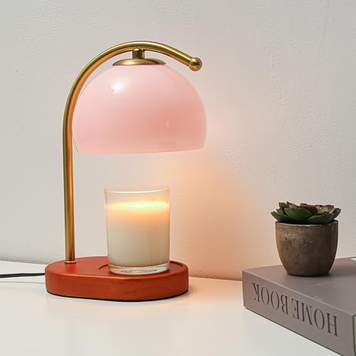 FCTWAKS Mid Century Pink Glass Candle Warmer Lamp with Timer & Dimmer, Mothers Day Birthday Gifts for Women Mom, House Warming Gifts New Home, Wax Warmer Lamp for Bedroom Decor with 2 Bulbs - Image 4