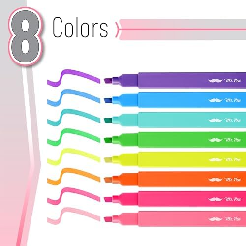 Mr. Pen- Aesthetic Highlighters No Bleed, 8 Pack, Assorted Colors | Chisel Tip, Cute Highlighters Assorted Colors for Journaling, Highlighting, Underlining, Fast Dry, Back to School Supplies - Image 2