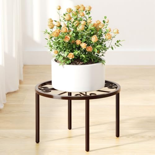 bussdis 1 PCS Plant Stand,-Heavy Duty Metal Stand Decorates Plants, Anti-Rust Flower Pot Stand, Round Plant Rack for Room Indoor and Outdoor Courtyard,Gardens, Brown. - Image 6