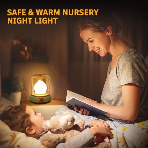 VoMii Ghost Campfire Desk Lamp Cute, Small Bedside Table Lamp Dimmable, 2 Modes Warm Night Light with Timer, Cordless Rechargeable Battery Night Light for Kids Teens, Vintage Ambient Light - Image 5