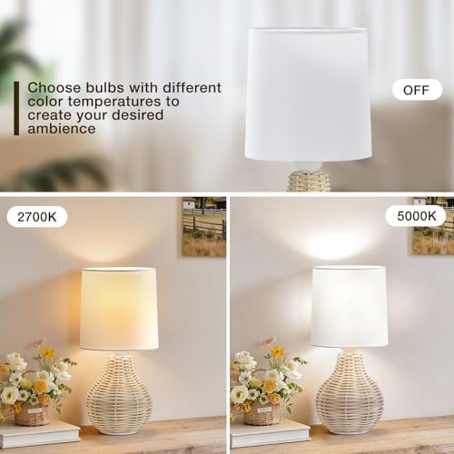 EJIAXIN Rattan Table Lamp Boho Lamps Set of 2-12.5" Mini Farmhouse Wicker Light Rustic End Table Decorative Small Lamps for Small Spaces Bedroom Nightstand Living Room Reading Desk Side Table Lamp - Image 4