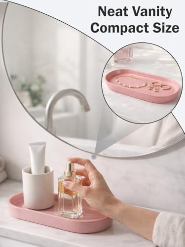Matte Pink Ceramic Bathroom Tray, Aesthetic Vanity Organizer Dish - Image 5