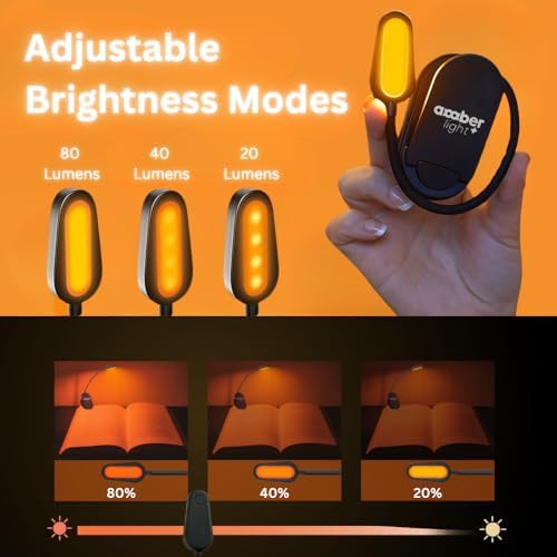 Amber Light + Giftable Amber Book Light - Blue Light Blocking - Night Reading Booklight Store. Rechargeable. 1600K for Reading in Bed at Night. Perfect as a Giftable Kindle Light and LED Book Light. - Image 3