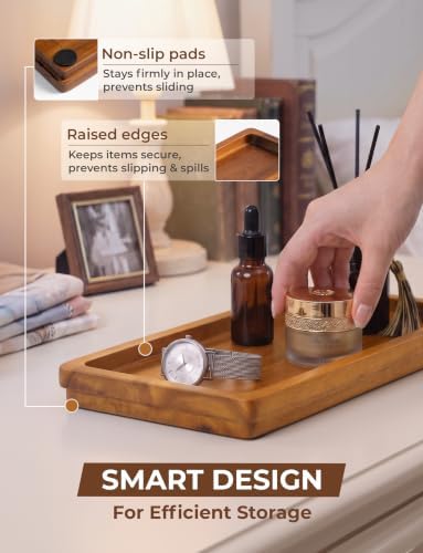 Demigo Bathroom Vanity Tray, Natural Acacia Organizer Tray, 11.8 x 5.9 in - Image 5