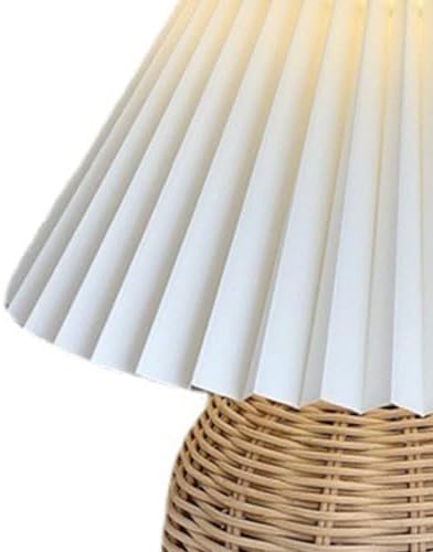 Fafeicy Small Table Lamp Vintage Pleated Aesthetic Rattan Mini Lamp for Bedroom Living Room Side Table - Image 4