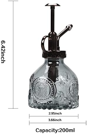 TOMEX Glass Plant Mister Spray Bottle 200ML Vintage Style Plant Spritzer Small Sprayer Mister Succulent Watering Bottle with Top Pump Watering Can for Indoor Outdoor House Plants,Flowers (Grey) - Image 2