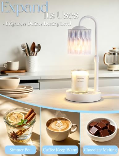 Briever Dimmable Candle Warmer Lamp with Timer, Height Adjustable Electric Candle Wax Warmer, Birthday Gifts for Women Mom, House Warming Gifts New Home Decor, Solid Wood Base, Miracle Blue - Image 6