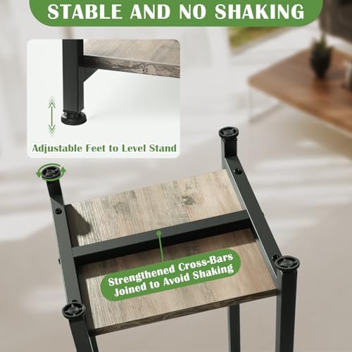 Dipion 31 Inch Tall Plant Stand Indoor,2 Tier Pedestal Stand Table,Greige - Image 3