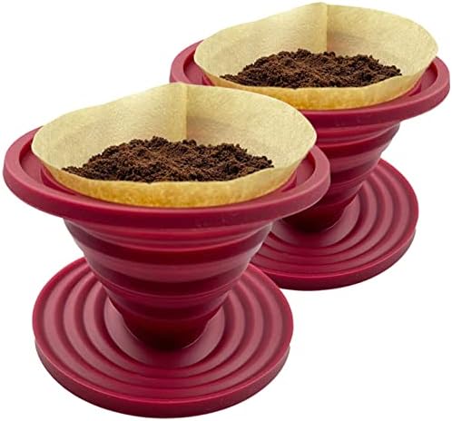 Attsky Collapsible Pour Over Coffee Dripper for Camping, 2-Pack, Red by Unknown