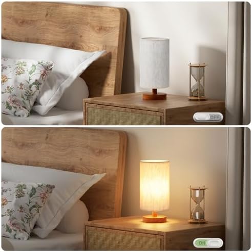 Desk Small Lamps Set of 2 (Cream Shade - Walnut Base, 9" Inline Control) - Image 6