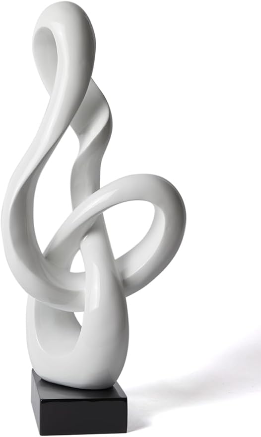 NENBOLEC Sculpture Music Note Decor Modern Statue Gifts Treble Clef Figurine Polyresin Arts White 23 inch