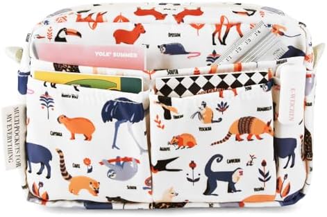 Multiple Pockets Portfolio Organizer with Zipper,Makeup Bag Pencil Pouch by E-WEICHEN