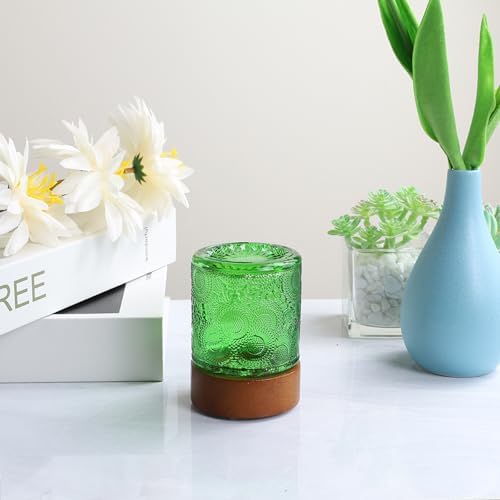 Mini Soft Warm Light Lamp Battery Operated Portable Night Light with Timer, Small Glass Vintage Dim Sleep Nightlights, Battery Powered Wireless Night Lights for Adults, Green, M2-1-5-1 - Image 4