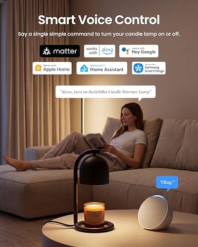 SwitchBot Smart Candle Warmer Lamp App & Voice Control, Flameless Wax Melter with Timer, Bulb x2, for Jar Candles, 1%-100% Dimmable, Matter for Apple Home & Alexa, Women Birthday Housewarming Gift - Image 3