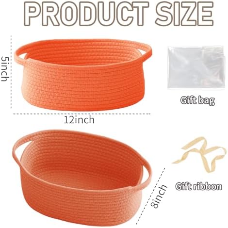 JMvicyroam Small Woven Basket, Empty Gift Basket, Orange/1 Pack - Image 2
