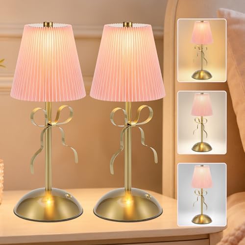 2 Pack Bow Table Lamp,Cordless Rechargeable LED Table Lamps for Living Room by Unknown