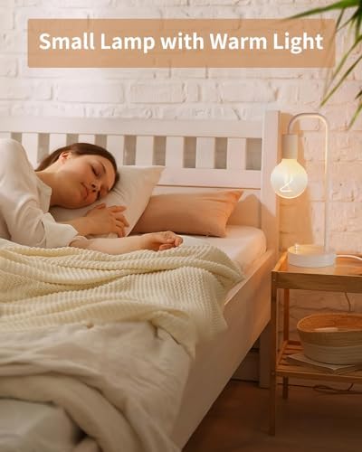 ONEWISH Industrial Small Table Lamp for Bedroom, Fully Dimmable Modern Beside Lamps with 2700K Warm Light Bulb for Kids Reading, White Nightstand Lamps for Living Room, Dorm,Home Office - Image 3