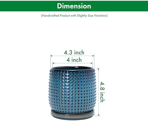 D'vine Dev Beaded Ceramic Pot with Saucer, 4 in, Ocean Teal, 27-C-Z-8 - Image 3
