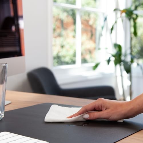 Smead Vegan Leather Desk Pad Mat, Office Desk Mat, Medium, Charcoal Gray - Image 6