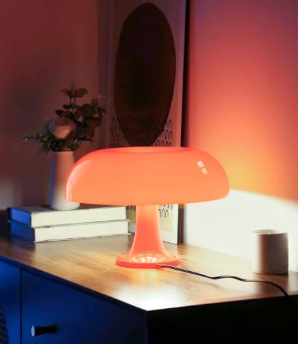 Orange Mushroom Lamp, Mid Century Modern Table Lamp for Bedroom, Minimalist Mushroom Decor Bedside Small Lamps, 2700K(Bulb Included, Plug Powered) by Anykonio