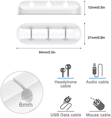 SOULWIT Cable Holder Clips, 3-Pack Cable Management Cord Organizer Clips Silicone Self Adhesive for Desktop USB Charging Cable Nightstand Power Cord Mouse Cable Wire PC Office Home - White - Image 3
