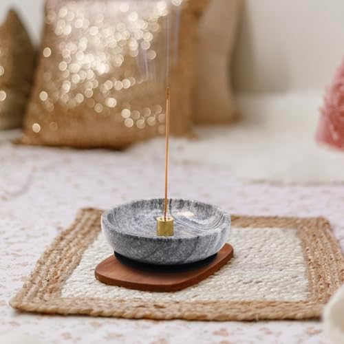 Natural Marble Incense Burner, Stick and Reflux Incense Holder, Handmade Stick Incense Burner, Ideal for Incense Smoking, Incense Burning and Decoration (Extra Large 5.91inGrey) - Image 2