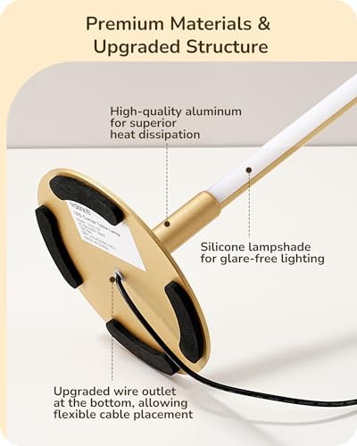 EDISHINE LED Table Lamp, Modern Dimmable Desk Lamps Metal Finish, Gold - Image 2