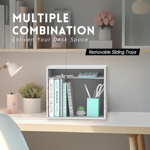 5 Tier Wood Desk Organizer, Mail Sorter and Paper Organizer for Desk, White - Image 4