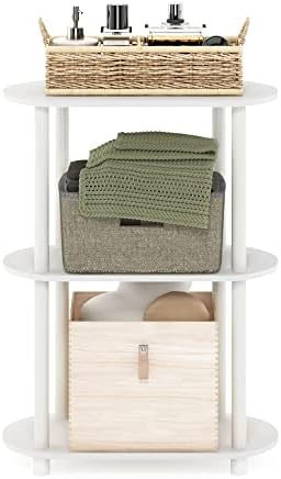 Furinno Turn-N-Tube No Tools 3-Tier Modern Oval Side Display Rack, White/Virgin White - Image 5