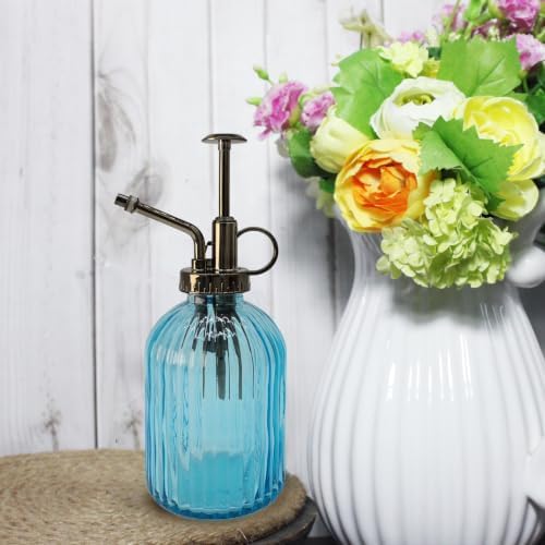 Glass Plant Mister Spray Bottle, 350ML Vintage Plant Spritzer with Top Pump Watering Can for Indoor Outdoor House Plants,Flowers (Blue) - Image 4