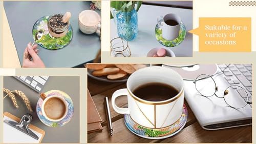 TCDZMYGS 8 Pcs Flower Diamond Art Painting Coasters Kits, Flowers Coaster with Holder for Adults, Non-Slip DIY Dot Paint Craft Kits, 5D Full Drill DIY Diamond Dot Gem Art Kit Home Decor Arts Craft - Image 7
