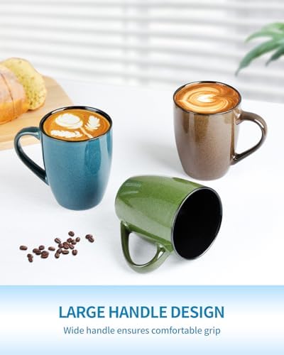 SEDEME Brown 12oz Rustic Ceramic Mugs (4 Pack) - Handle Coffee Mugs for Hot Drinks - Image 4