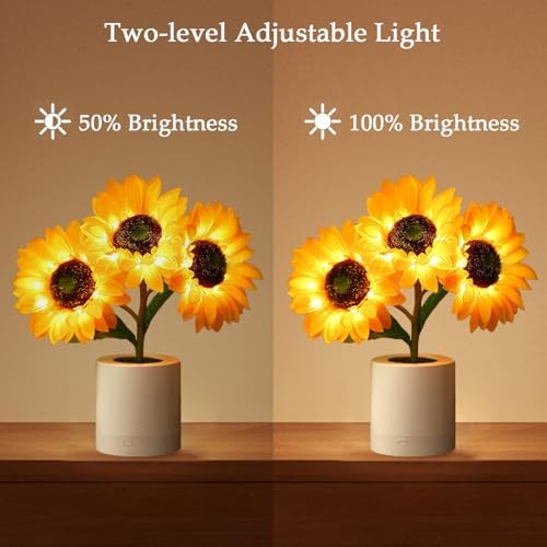 Lifnatty Sunflower Lamp Gifts for Women, Birthday Gift for Women, Mom, Sister, Girlfriend, Rechargeable Flower Lamp Night Light, Dimming Table Lamp, Anniversary Bedroom Decor - Image 6