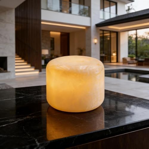 Marmor Marble Lamp Table Lamp Unique Stone Touch Lamp Pat Lamp Type-C 3 Way Bedside Lamp Ambient Light Bedroom Stands Night Light Decorative LED Warm Portable Lamp Rechargeable(Peach Jade) - Image 2