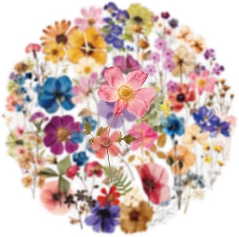 50PCS Transparent Flora Scrapbook Stickers, Vintage Aesthetic Flowers Sticker for Scrapbooks Travel Journal, Vinyl Waterproof for Water Bottles Laptop Phone Scrapbook Supplies DIY Crafts (Flower-B) - Image 4