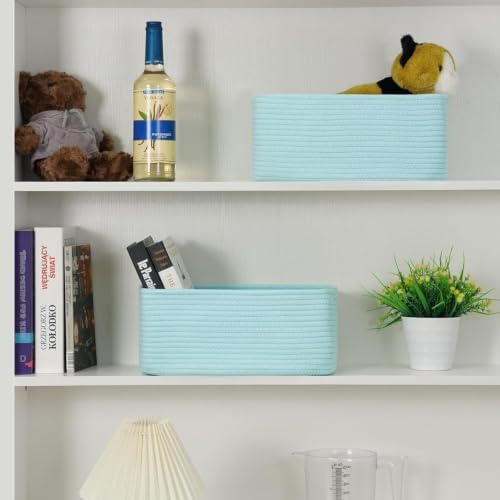 3 Pack Small Storage Baskets for Organizing, 11.8×7.8×5.1", Light Blue - Image 5