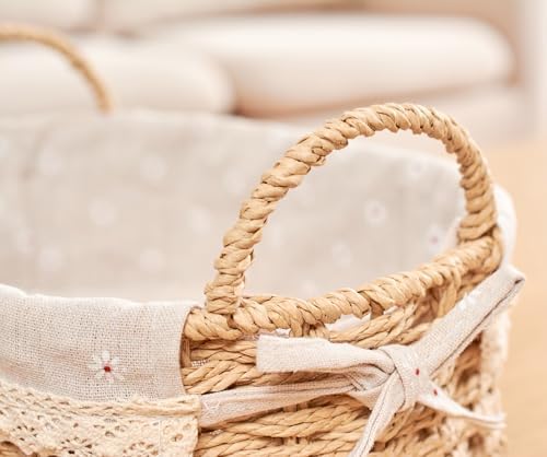 GIB Small Wicker Woven Storage Baskets for Organizing with Handle and Liner - Image 5