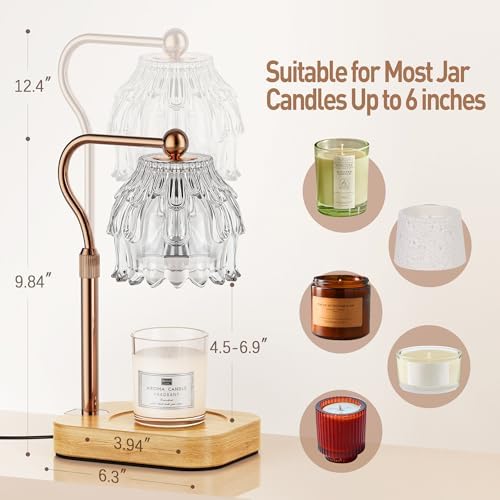 Candle Warmer Lamp with Timer - Flower Electric Wax Melter Warmer Adjustable Height for Jar Candles, Gift for Women, Mom, Christmas, Birthday,Home Decor - Image 2