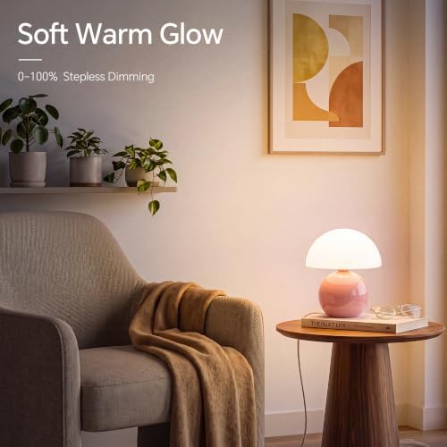 Dawnwake Mushroom Lamp Table Lamp for Bedroom-Small Desk Table Lamps,Pink - Image 4